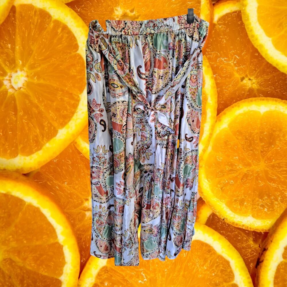 Her Destiny Woman‎ White Paisley Long Skirt with Belt Size 1X